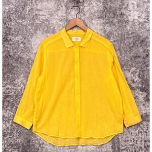 Jams World Voile Shirt Medium Womens Yellow Lightweight Cotton Relaxed Fit
